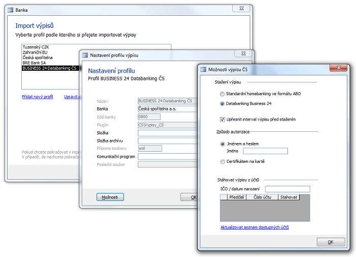 Nastavení profilu výpisu pro službu BUSINESS 24 Databanking České spořitelny, a.s.
