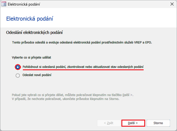 Dialog Elektronická podání Dialog Elektronická podání
