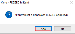 Dotaz na zkontrolování a dopárování odpovědi REGZEC. Snímek obrazovky je ilustrační. Dotaz na zkontrolování a dopárování odpovědi REGZEC. Snímek obrazovky je ilustrační.