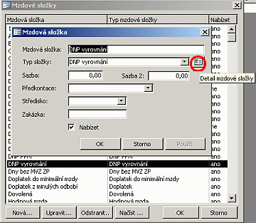 tlačítko Detail mzdové složky