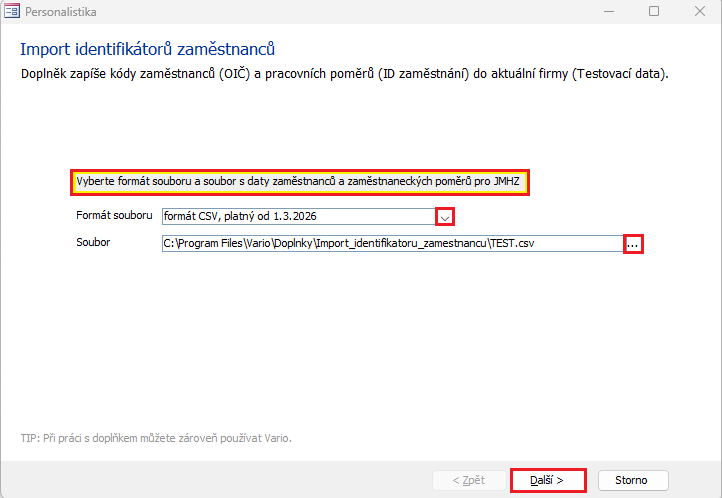 Doplněk Import identifikátorů zaměstnanců (JMHZ)