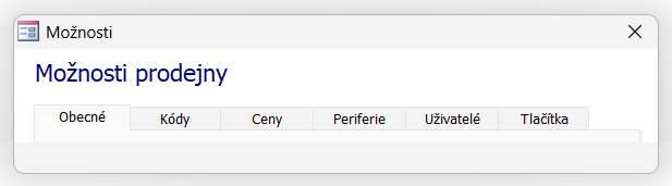 Nastavení Možností prodejny aktivujte klávesou F2 (nebo z menu místní nabídky položkou „Možnosti”) Nastavení Možností prodejny aktivujte klávesou F2 (nebo z menu místní nabídky položkou „Možnosti”)