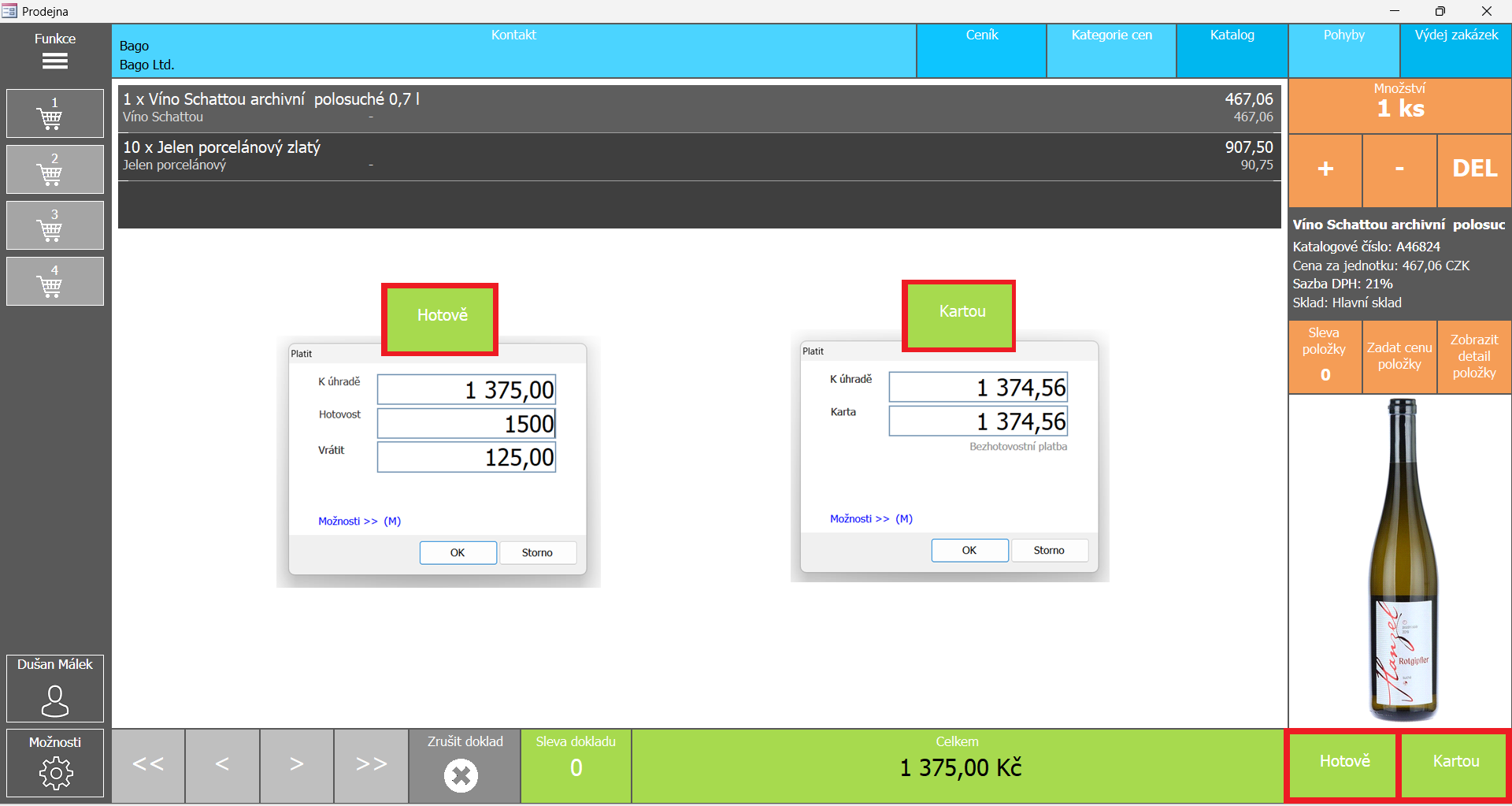 Příklad moderního stylu dotykové obrazovky modulu Prodejna Příklad moderního stylu dotykové obrazovky modulu Prodejna