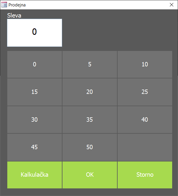 Dialog Sleva dokladu Dialog Sleva dokladu