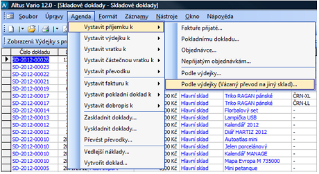 Nová funkce pro vystavení příjmu vázaného na výdej z jiného skladu