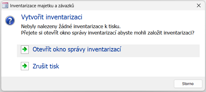 Vytvoření nové inventarizace