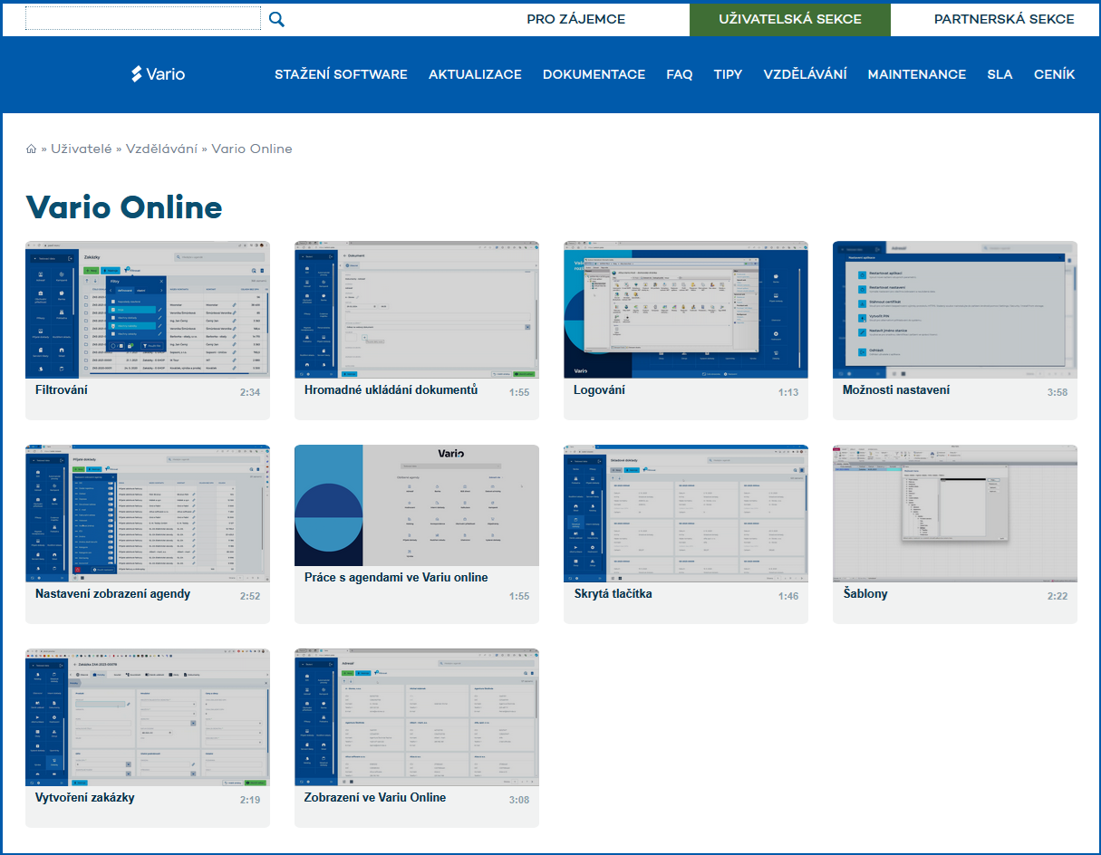 Ve vzdělávacím portálu Vario najdete také videa zaměřená na Vario Online. Jsou umístěna v příslušné sekci portálu a pomohou s orientací v online prostředí od přihlášení po práci s hlavními agendami. Snímek obrazovky je ilustrační. Ve vzdělávacím portálu Vario najdete také videa zaměřená na Vario Online. Jsou umístěna v příslušné sekci portálu a pomohou s orientací v online prostředí od přihlášení po práci s hlavními agendami. Snímek obrazovky je ilustrační.