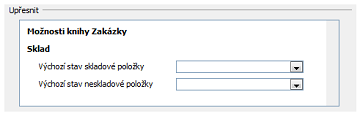 V možnostech knihy agendy Zakázky lze nastavit Výchozí stav neskladové položky